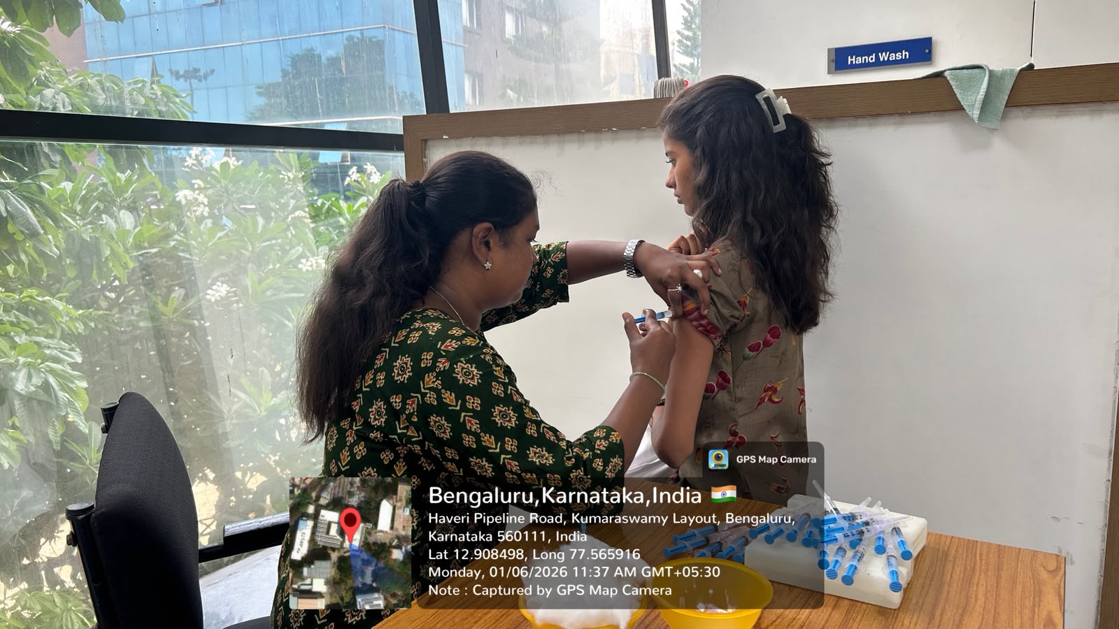 Student receiving first dose of Hepatitis B vaccination